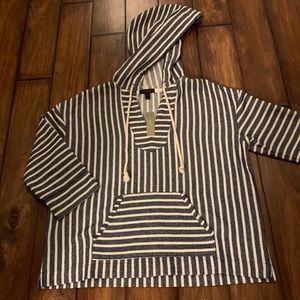 J. Crew Baja Striped Hoodie Pullover Beach Coverup